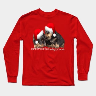 Santa Paws Is Coming To Town Cute Rottweiler Xmas Long Sleeve T-Shirt